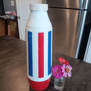 Vintage Thermo Serve thermos.  Boho storage Red white and blue